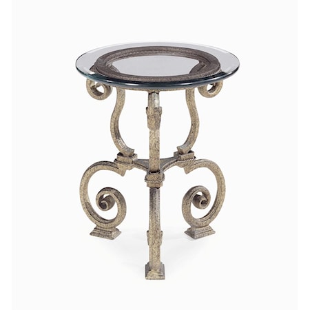 Glass Top Chairside Table