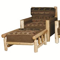 Rustic Log Chair & Ottoman Set