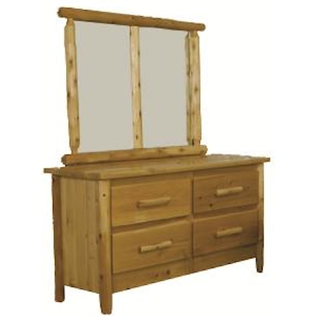 4-Drawer Dresser & Double Mirror Set