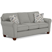 Transitional Sofa with Rolled arms and Tapered Block Legs