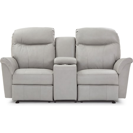 Casual Rocking Reclining Loveseat with Cupholder Storage Console