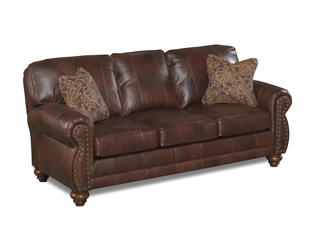 osmond stationary leather sofa with nailhead trim