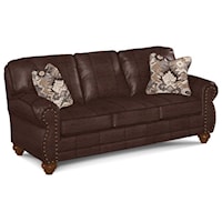 Stationary Sofa with Nail Head Trim and Dark Walnut Legs - Pillows Sold Separately