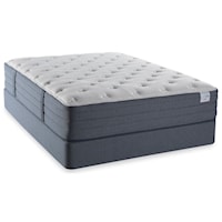 Queen 14 1/2" Firm Coil on Coil Mattress and 5" Low Profile Solid Wood on Wood Foundation