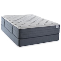 Cal King 15 1/2" Luxury Plush Coil on Coil Mattress and 5" Low Profile Solid Wood on Wood Foundation