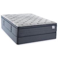 King 15 1/2" Pillow Top Pocketed Coil Mattress and 5" Low Profile Solid Wood on Wood Foundation