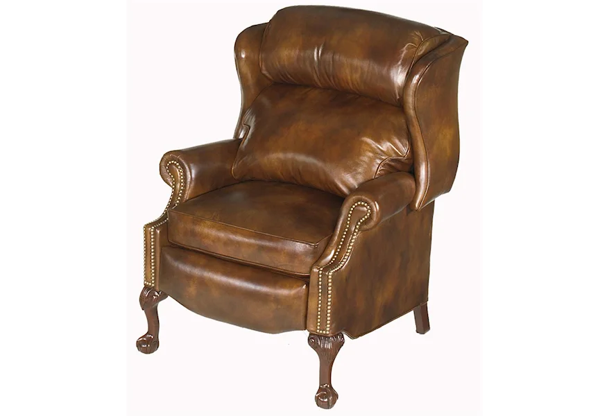 Chairs That Recline Ball & Claw Reclining Wing Chair by Bradington Young at Mueller Furniture