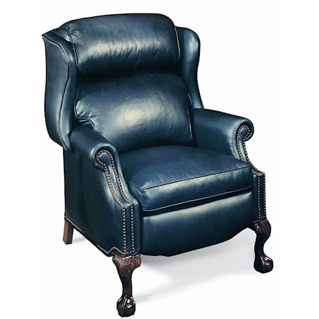 Reclining Wing Chair W/Brass Nails