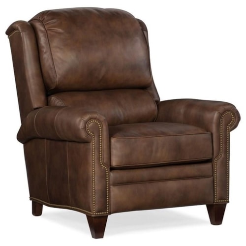 Traditional High Leg Recliner with Nailhead Trim