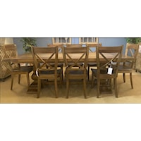 Trestle Dining Table and 8 Summerset Dining Chairs Finished in Straw Wash