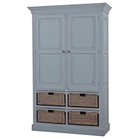 Storage Cabinet with Baskets Finished in Weathered Ocean Blue and White Harvest