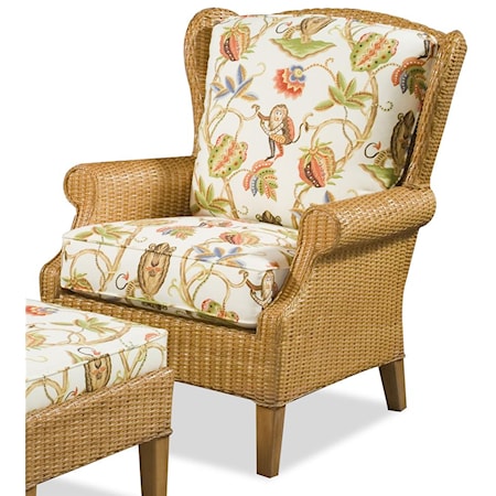 High Back Chair with Wicker Frame