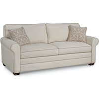 Bedford Two Seat Loft Sofa with Rolled Arms and Exposed Wood Feet