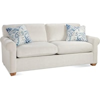 Bedford Topstitch 2 Seat Sofa with Rolled Arms and Exposed Wood Feet