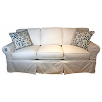 Casual Three Seater Sofa with Rolled Arms and Slipcover