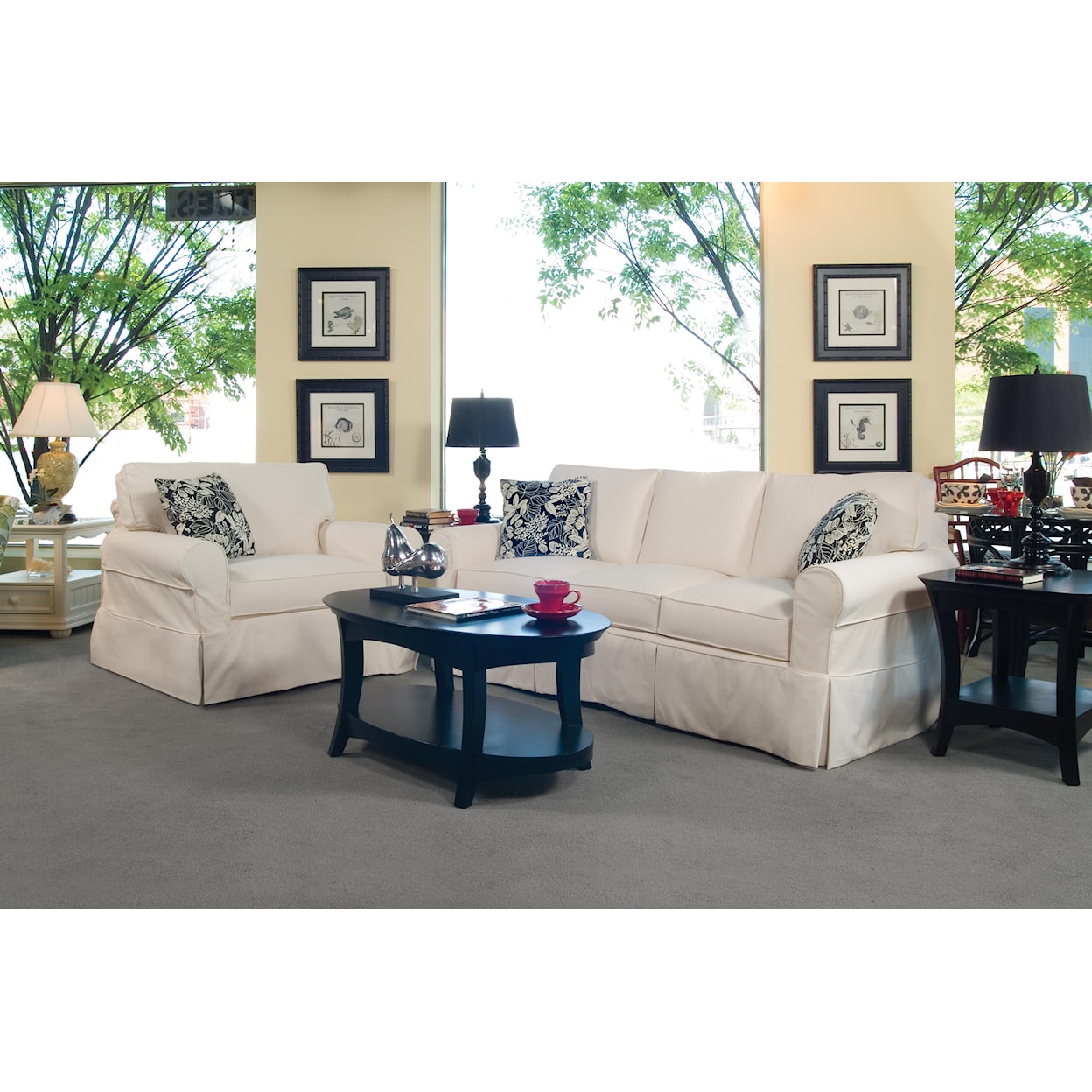 Braxton Culler 728 3-Seater Stationary Sofa with Slipcover