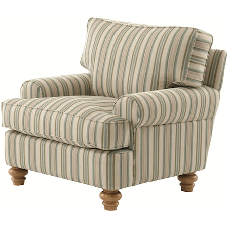 Upholstered Accent Chair with Turned Wood Feet