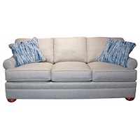 Customizable 3 Cushion Sofa with Sock Arms, Knife Edge Backs and Bun Feet