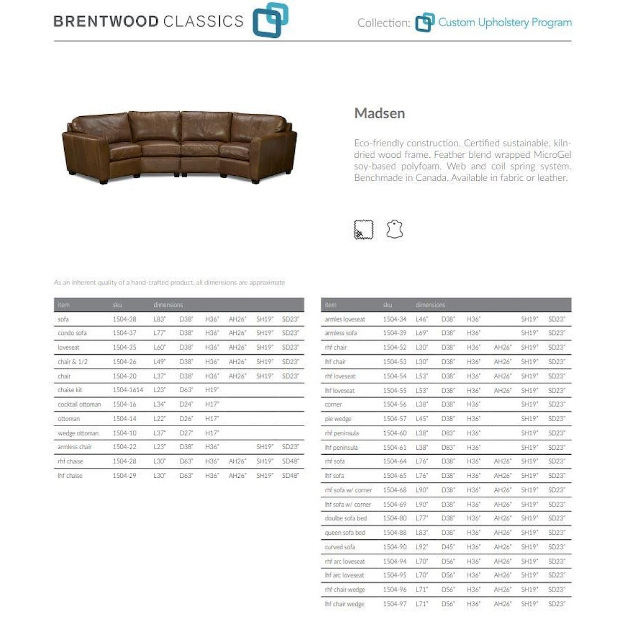 Brentwood Classics L1504 Sofa