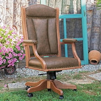 Solid Wood Desk Chair with Casters and Adjustable Height