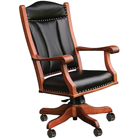 Upholstered Office Chair with Solid Wood Frame