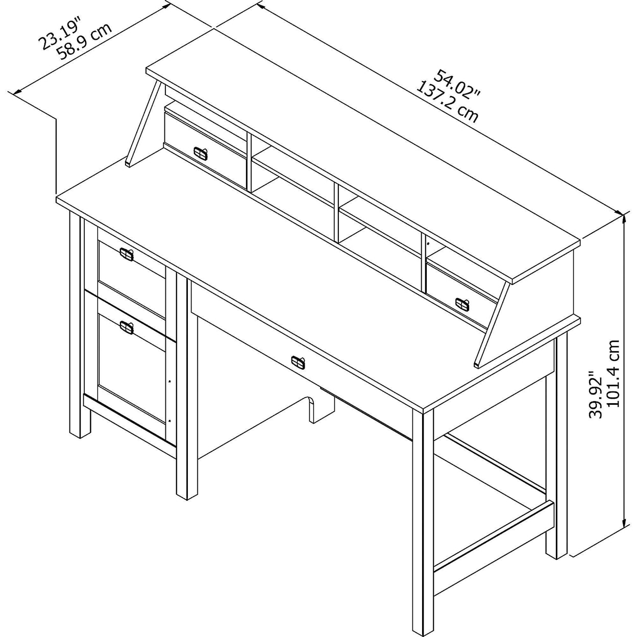 Bush Broadview Computer Desk with 2 Drawers