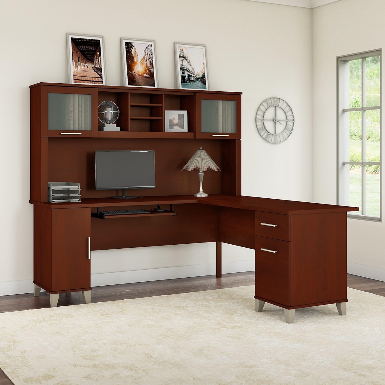 Bush Somerset L Shaped Desk with Hutch