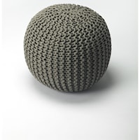 Pincushion Gray Woven Pouffe