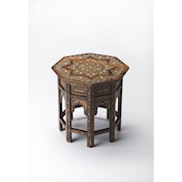 Wood & Bone Inlay Accent Table