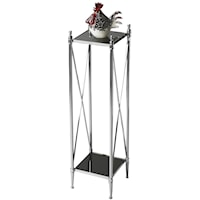 Modern Metal Pedestal Plant Stand with Glass Shelf