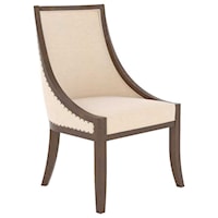 Customizable Upholstered Chair with Wood Trim and Swoop Arms