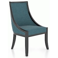 Customizable Upholstered Chair with Wood Trim and Swoop Arms