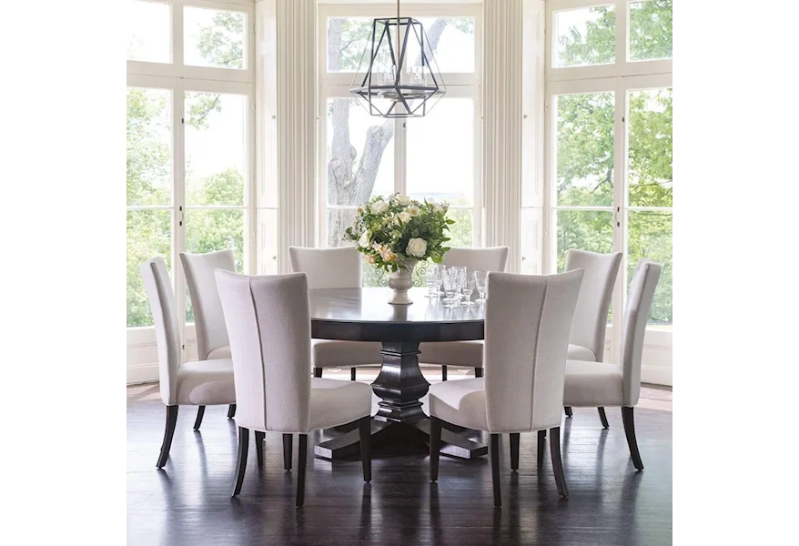 Classic 9-Piece 72" Round Dining Table Set by Canadel at Jordan's Home Furnishings
