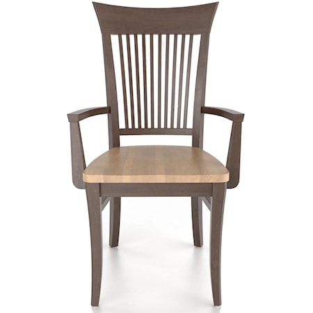 Customizable Slat Back Armchair - Wood Seat