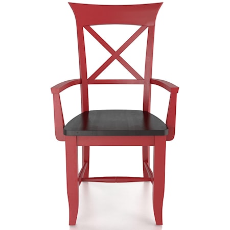 Customizable X Back Arm Chair - Wood Seat