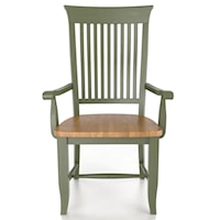 Customizable Slat Back Arm Chair - Wood Seat