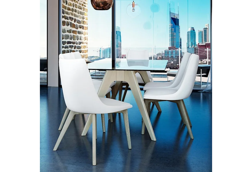Downtown - Custom Dining Customizable Glass Top Table Set by Canadel at Johnny Janosik