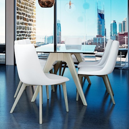 Contemporary Customizable Glass Top Dining Table Set