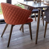 Contemporary Customizable Dining Arm Chair with Quilted Back