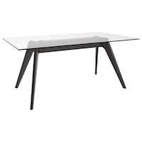 Contemporary Customizable Rectangular Table with Glass Top