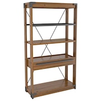 Customizable Wooden Bookcase with Metal Accent