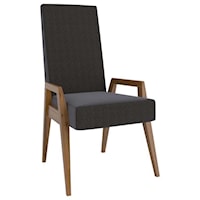 Retro Customizable Dining Arm Chair With Upholstered Seat