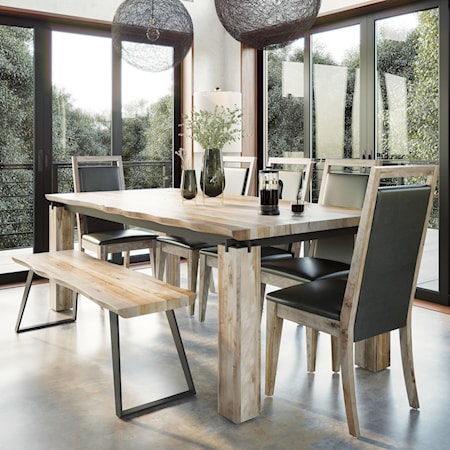 Customizable Live Edge Dining Table Set With Bench