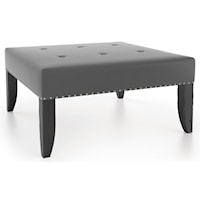 Customizable Square Ottoman with Tufting & Pewter Nailheads