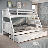 Twin-Over-Full Bunk Bed White with Trundle Unit