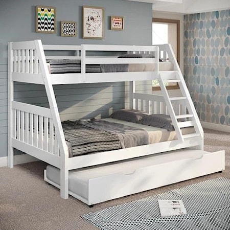 Twin-Over-Full Bunk Bed White with Trundle U