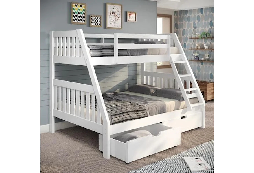 Bunk Beds Twin-Over-Full Bunk Bed White with Drawers by Canal House at Westrich Furniture & Appliances