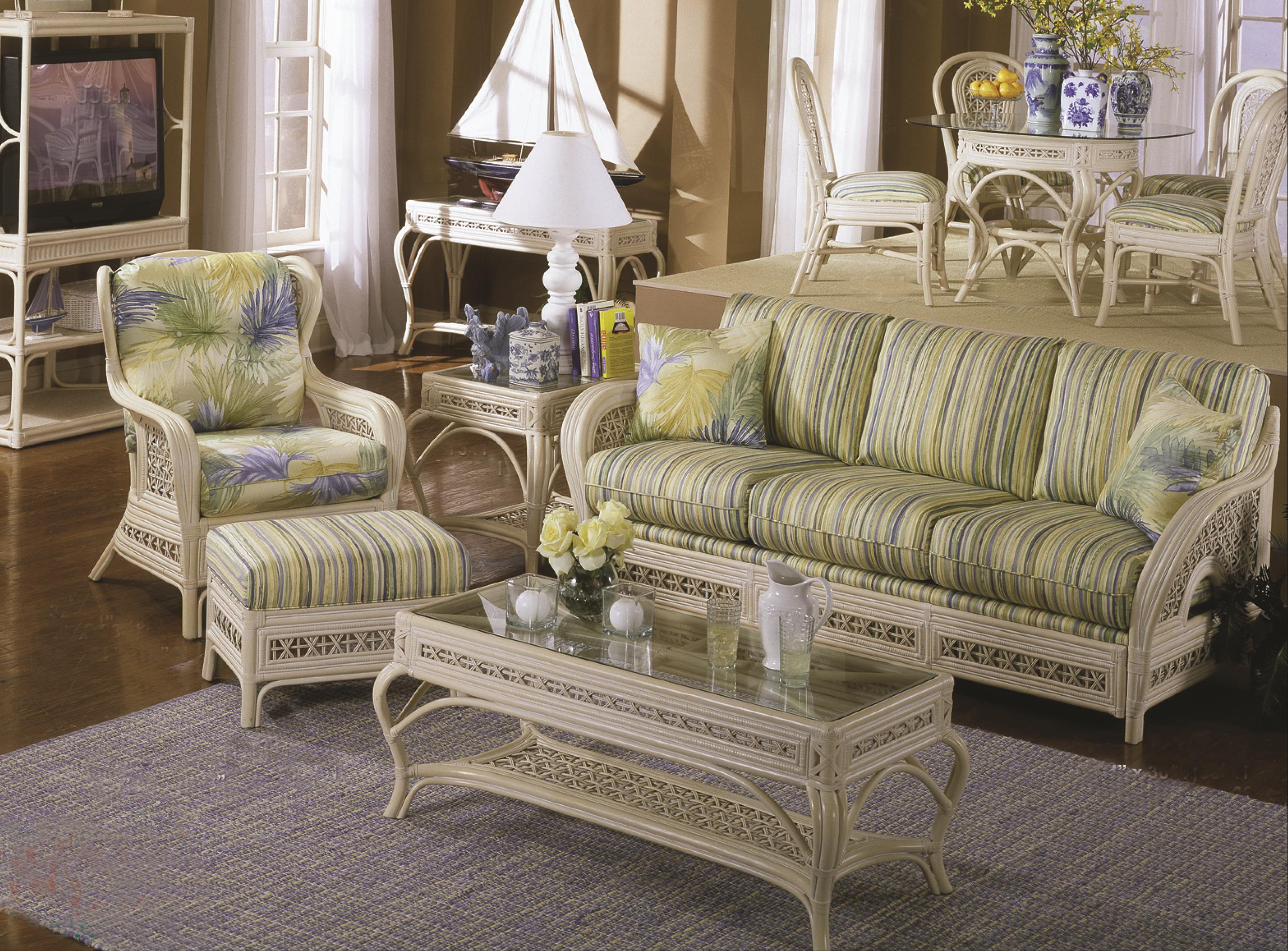 Wicker Rattan Chair and Ottoman