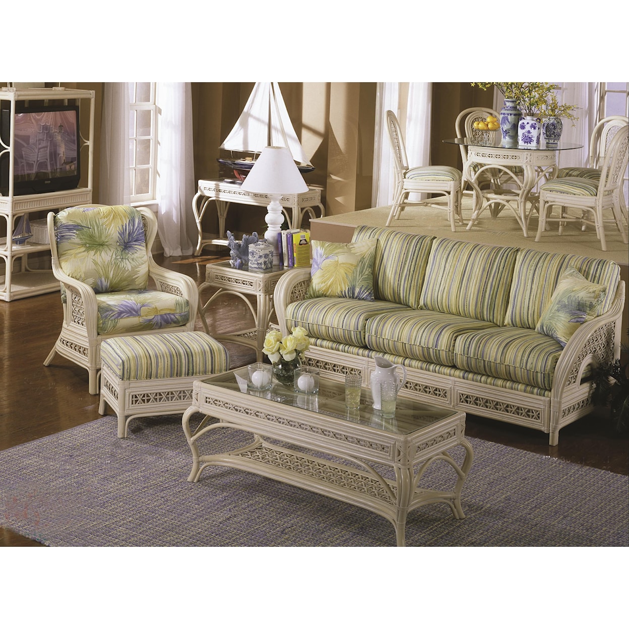 Capris Furniture 341 Collection Wicker Rattan Chair and Ottoman