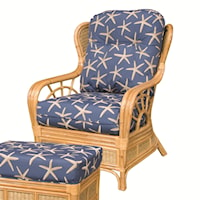 Wicker Rattan Upholstered Wing Chair